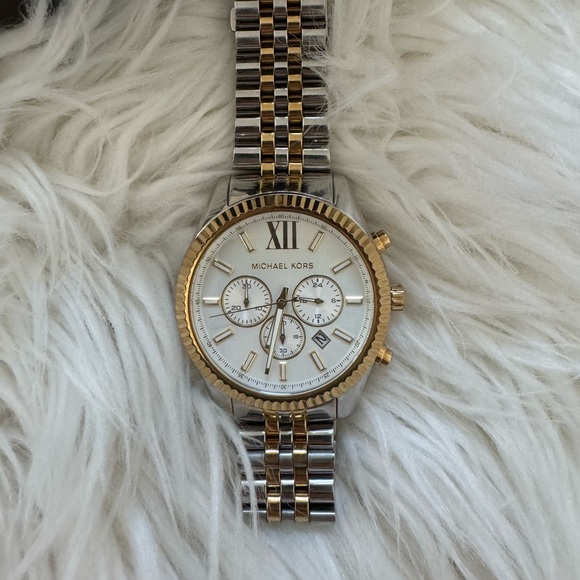 MK Oversized Lexington Two-Tone Watch - Picture 6 of 9